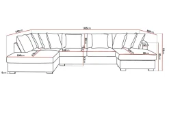 Scandinavian Choice Rossita 5-seters Venstrevendt U-formet Dyp Sofa med Divan og Sjeselong i Stoff