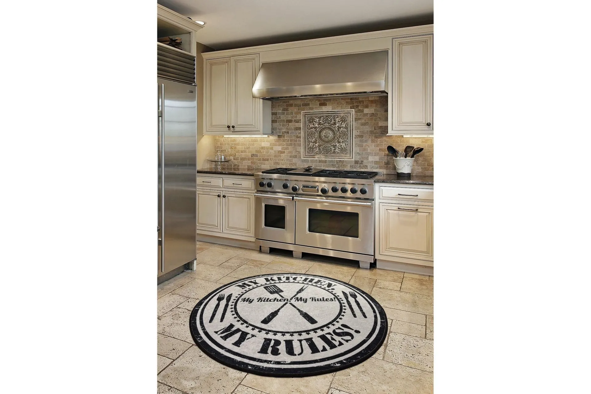 Moderne Tepper-Round Matte My Kitchen (100) Flerfärgad