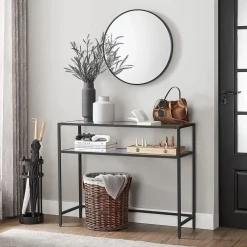 Gangbord|Avlastningsbord-Rovena Kommode 90 cm Svart og transparent