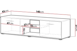 Ruskelsby TV-bänk 140 cm Black