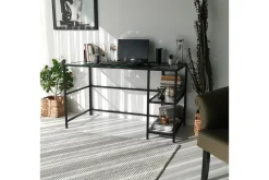 Kontorbord-Sabani Skrivebord 130 cm med Oppbevaring 2 Hyller Svart,Røykfarget