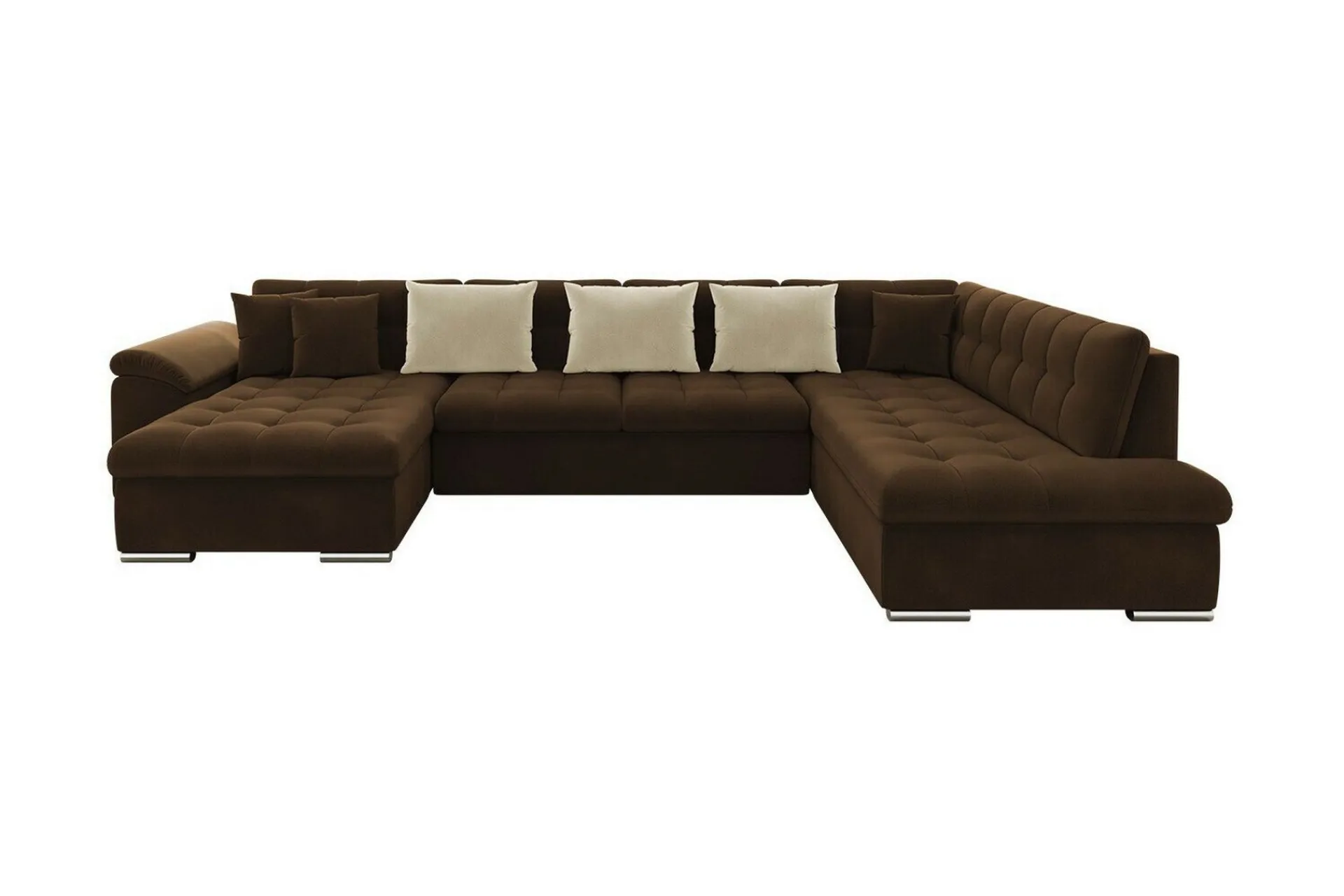 Velour Sofa & Fløyel Sofa|Sovesofaer-Sakri 5-seters Hjørnesovesofa Mörkbrun