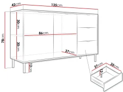 Sideboard & Skjenker-Salmor Skjenk 135x42 cm Hvit