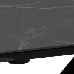 Spisebord & Kjøkkenbord-Salvas uttrekkbart spisebord 160–240 cm ovalt matt svart bordplate med hvite nyanser; svart understell