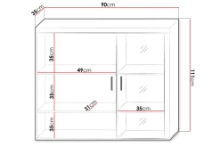Samba Vitrinskåp 90x35x111 cm White High gloss