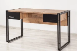 Kontorbord-Sapphira Skrivebord 139 cm med Oppbevaring 2 Skuffer Brun,Svart