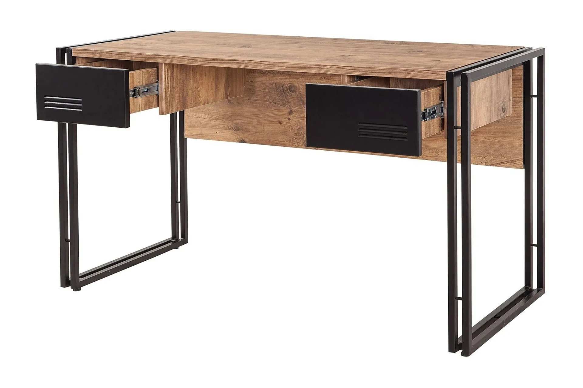 Kontorbord-Sapphira Skrivebord 139 cm med Oppbevaring 2 Skuffer Brun,Svart
