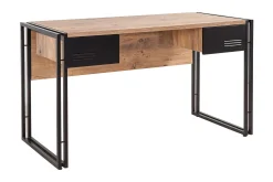 Kontorbord-Sapphira Skrivebord 139 cm med Oppbevaring 2 Skuffer Brun,Svart