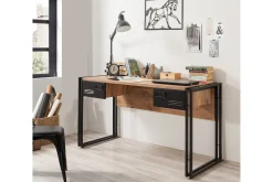 Kontorbord-Sapphira Skrivebord 139 cm med Oppbevaring 2 Skuffer Brun,Svart
