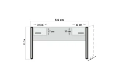 Kontorbord-Sapphira Skrivebord 139 cm med Oppbevaring 2 Skuffer Brun,Svart