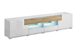 Tv-Benk & Mediabenk-Saran TV-benk 208 cm Eik/Hvit høyglans