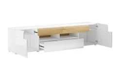 Tv-Benk & Mediabenk-Saran TV-benk 208 cm Eik/Hvit høyglans