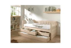 Seng Fritz med 3 skuffer og underbed Naturlig