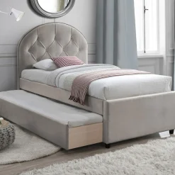 Seng Med Oppbevaring|Komplett Sengepakke-Seng HOME4YOU Lara med to madrasser Harmony Uno 90x200 cm Champagne