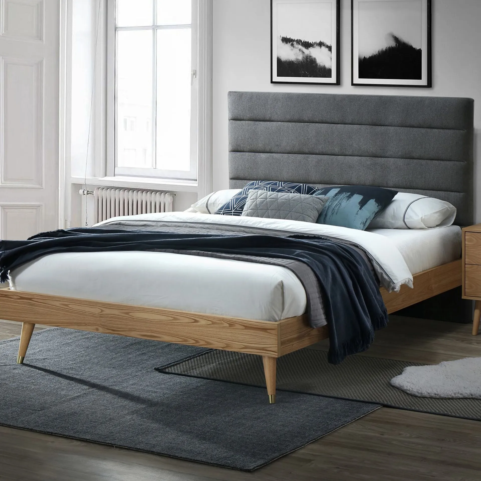 Komplett Sengepakke-Seng HOME4YOU Roman med madrass Harmony Duo 160x200 cm Grå