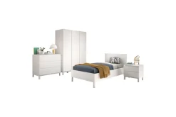 Seng med nattbord garderobe kommode Eva 3-dører