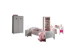 Seng med nattbord garderobe skrivebord bokhylle Amori 2-dørs