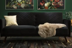 Velour Sofa & Fløyel Sofa-Senja Sovesofa 200 cm Svart