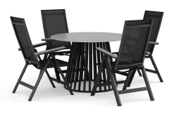 deNoord Spisegrupper Hage-Sensi utendørs spisegruppe 120 cm med 4 Monaco Light regulerbare stoler
