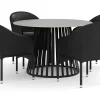 deNoord Spisegrupper Hage-Sensi utendørs spisegruppe 120 cm med 4 Thor lenestoler