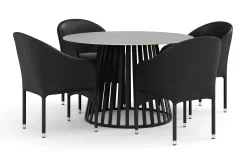 deNoord Spisegrupper Hage-Sensi utendørs spisegruppe 120 cm med 4 Thor lenestoler