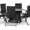 deNoord Spisegrupper Hage-Sensi utendørs spisegruppe 120 cm med 6 regulerbare stoler
