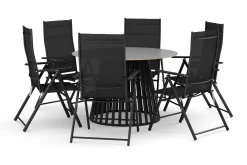 deNoord Spisegrupper Hage-Sensi utendørs spisegruppe 120 cm med 6 regulerbare stoler