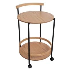Barmøbler-Serveringsvogn HOME4YOU Genua 49x46x74 cm lyst tre/svart lys tre/ svart