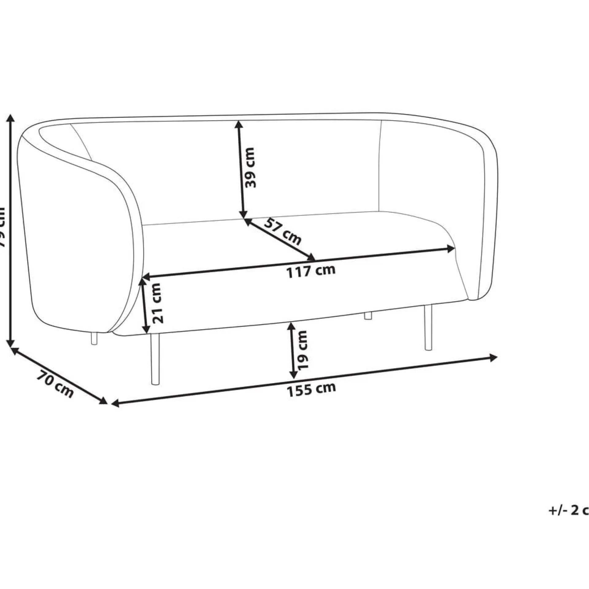 2 Seter Sofa-2-seters sofa Loen Beige,Svart