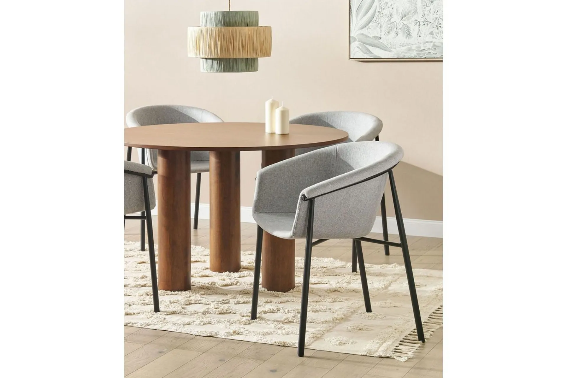 Karmstoler-Sett med 2 spisestoler Ames Grey,Svart