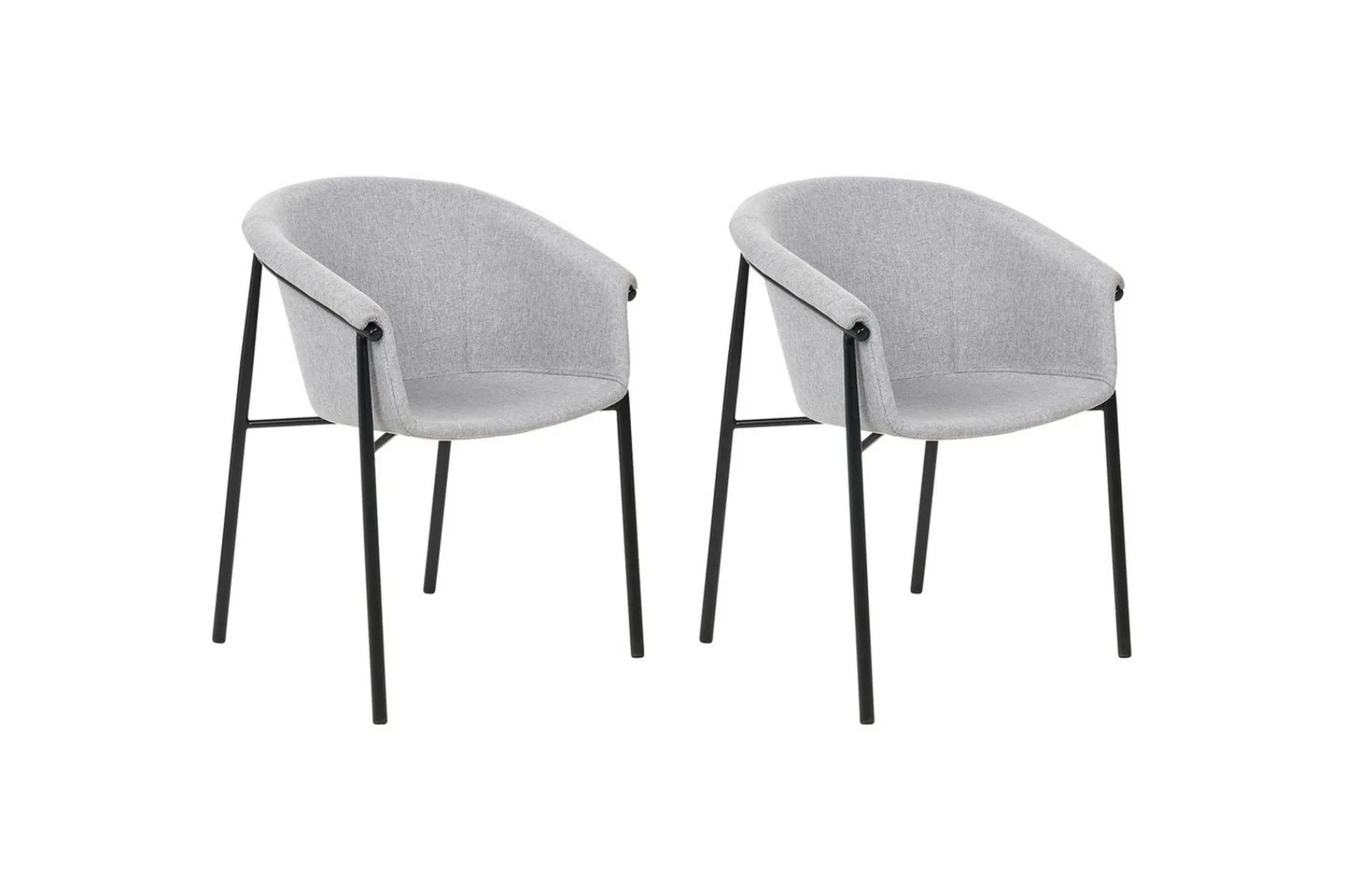 Karmstoler-Sett med 2 spisestoler Ames Grey,Svart