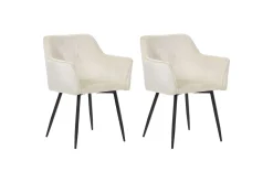 Karmstoler-Sett med 2 spisestoler Jasmin Beige,Svart