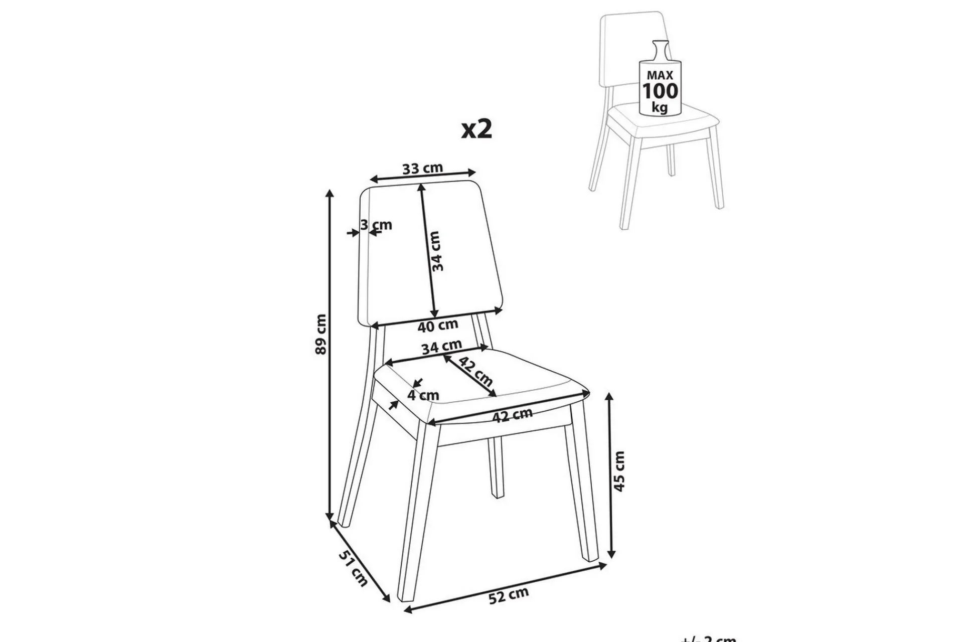 Spisestoler & Kjøkkenstoler-Sett med 2 spisestoler Merrill Brun,Grønn
