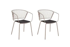 Karmstoler-Sett med 2 spisestoler Rigby Beige,Svart