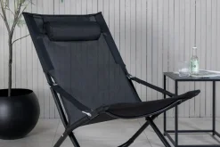 Venture Home Solstoler|Friluftsutstyr-Seville Relaxstol Sammenleggbar med Pute Svart