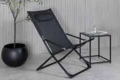 Venture Home Solstoler|Friluftsutstyr-Seville Relaxstol Sammenleggbar med Pute Svart
