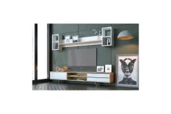 Tv-Møbelsett-Seyra Tv-stativ 45 cm Hvit,Eik