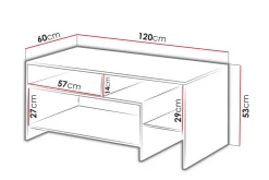 Shirley Sofabord 120 cm med Oppbevaringshyller