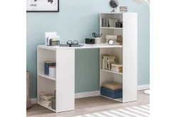 Wohnling Kontorbord-Shuping Skrivebord 120 cm med Oppbevaringshyller Hvit