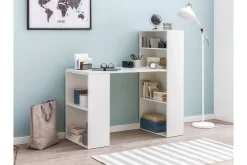 Wohnling Kontorbord-Shuping Skrivebord 120 cm med Oppbevaringshyller Hvit
