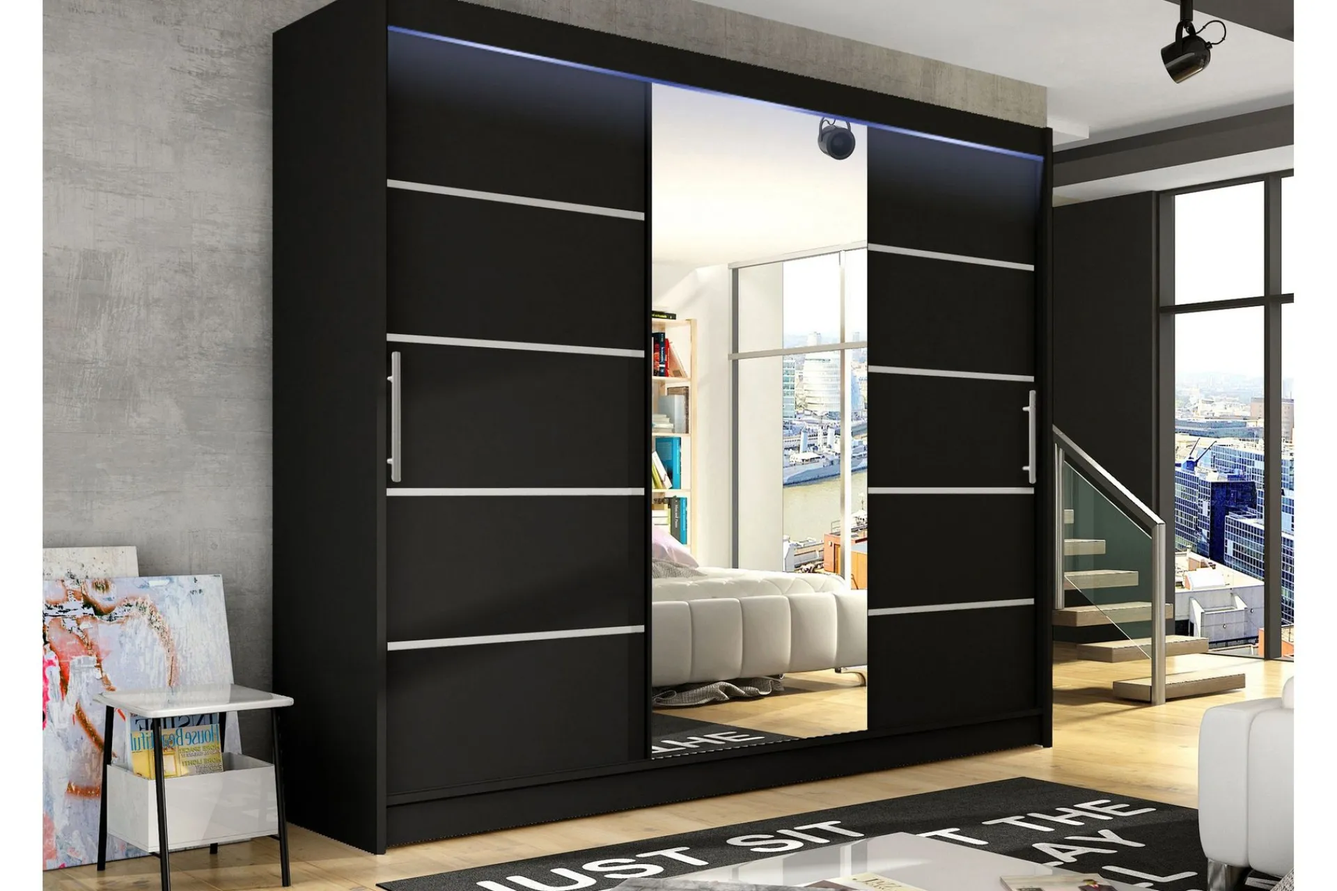 Garderober & Garderobesystem-Sia Garderobe med Speil 250x215 cm Svart