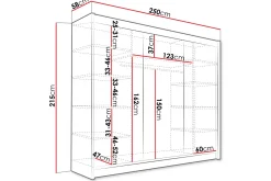 Garderober & Garderobesystem-Sia Garderobe med Speil 250x215 cm Svart