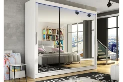 Vegghengt Oppbevaring|Knaggerekke-Sia Garderobe med Speil 250x215 cm Hvit