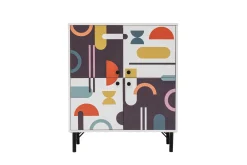 Oppbevaringsskap|Skap-Sia Highboard 95x111 cm Hvit/Brun/Lilla/Gul