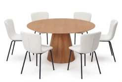 Bark Siena Spisegruppe rund 150 cm med 6 Katy spisestoler