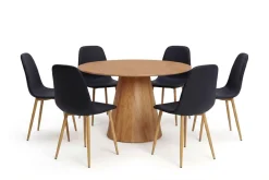 Bark Spisegrupper-Siena spisegruppe rund 130 cm med 6 Nibe spisestoler Eik