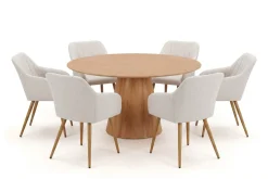 Bark Spisegrupper-Siena spisegruppe rund 150 cm med 6 Filippa spisestoler Eik