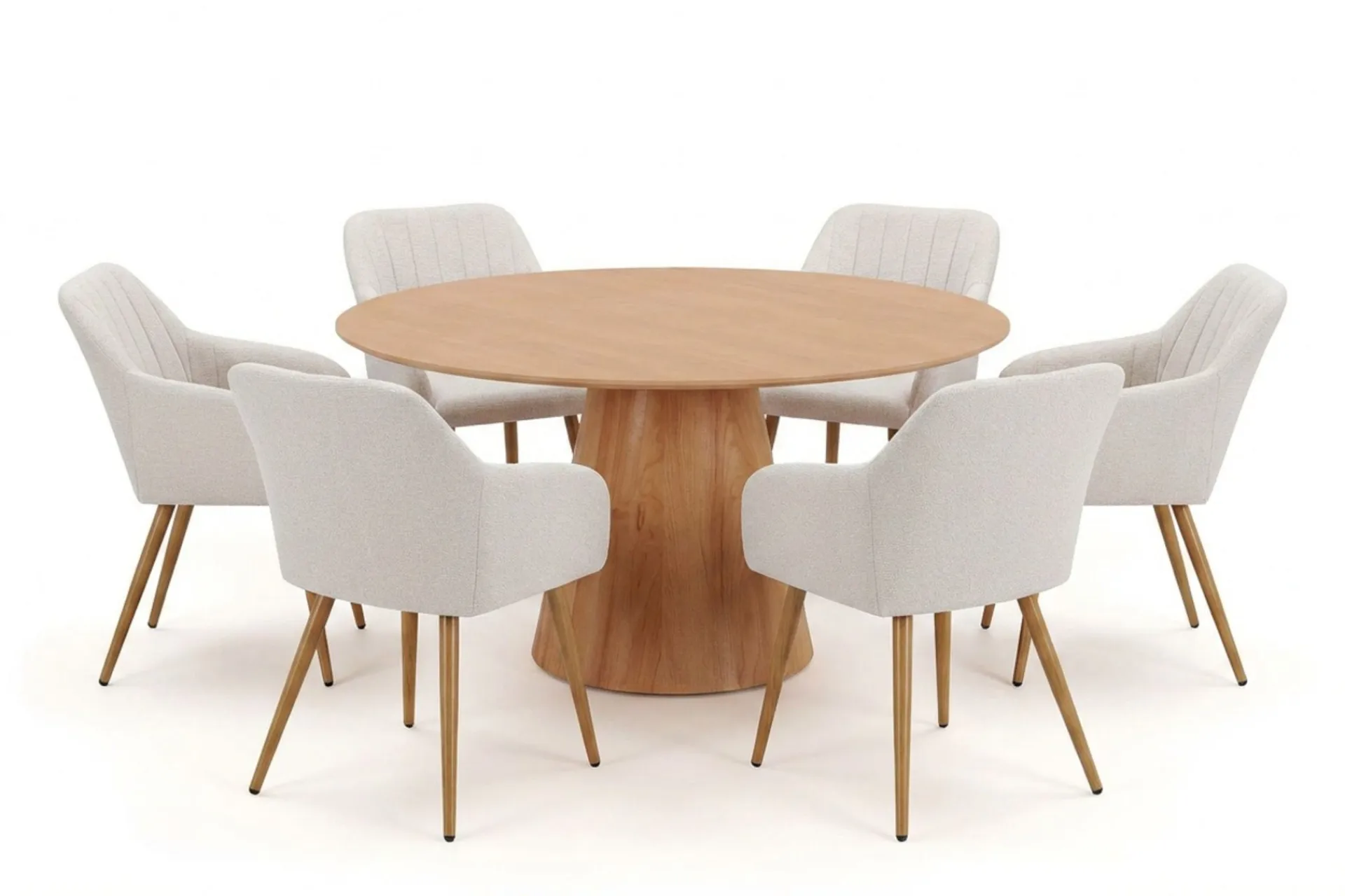 Bark Spisegrupper-Siena spisegruppe rund 150 cm med 6 Filippa spisestoler Eik