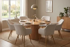 Bark Spisegrupper-Siena spisegruppe rund 150 cm med 6 Filippa spisestoler Eik