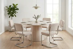 Bark Siena spisegruppe rund 150 cm med 6 Milva spisestoler